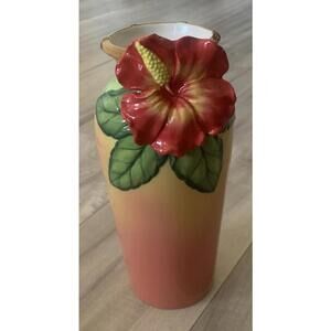 FIB Burton & Burton Hibiscus Vase Round 10” Tall NICE
